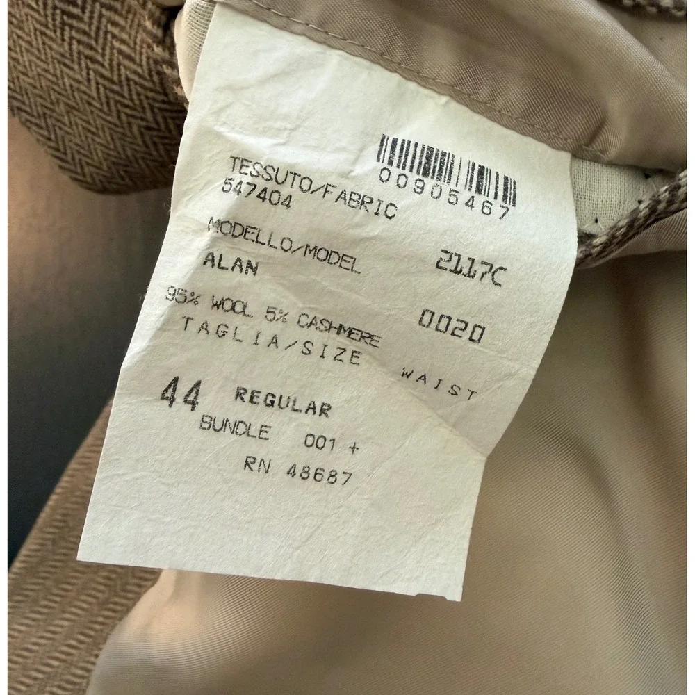 Alan Lebow Herringbone Sport‎ Coat Mens 44R Tan Wool Cashmere Blazer Jacket